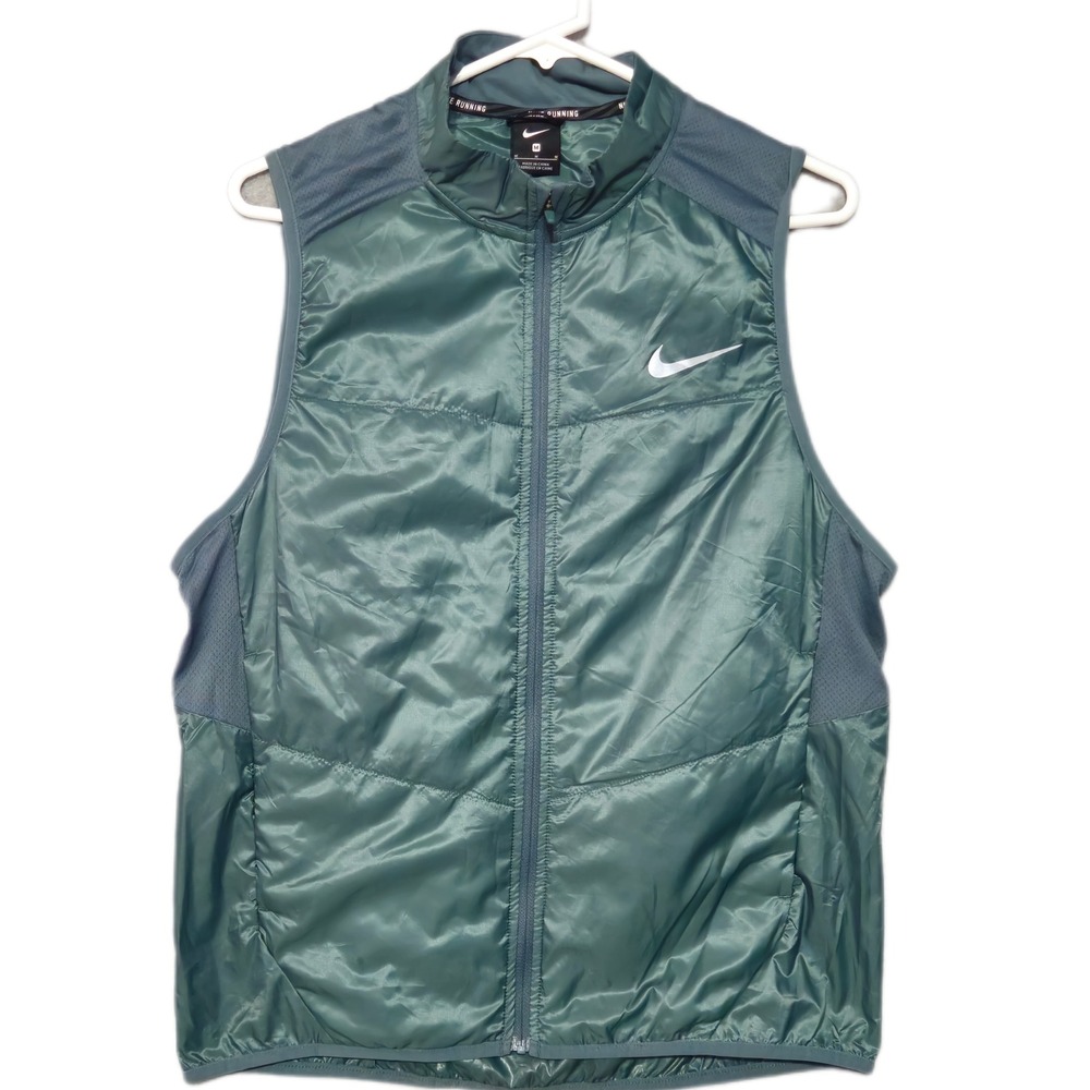 Nike AeroLayer Running Vest Mens Medium Teal Green Full Zip NEW Golf Athleisure